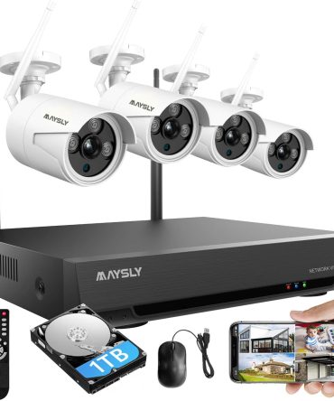 Home Security Camera System Wireless, Maysly 8CH 1080P Surveillance NVR Kits with 4pcs 2.0MP Cameras Outdoor & Indoor with 65ft Night Vision, 1TB HDD, Audio & Video, Plug & Play