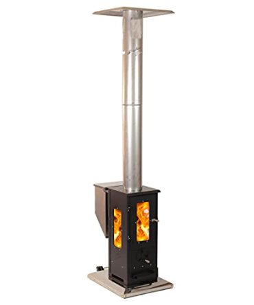 90,000 BTU Outdoor Patio Heater With Wheels, 12 Ft Heating Radius, Wood Pellet Fired (Big Timber)